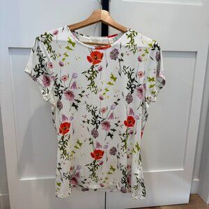 Ted Baker Floral Print Short Sleeve Tee Top Size 3